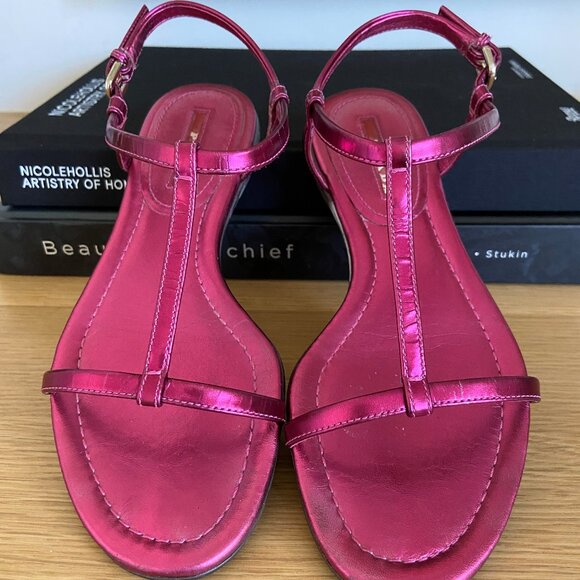 Metallic Magenta Prada Sandals 36.5 - Picture 1 of 7